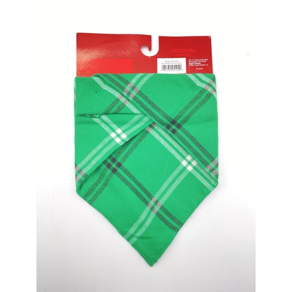 NWT  Wondershop Christmas Pet Bandana Dog Cat Green Plaid Holiday One Size - Picture 2 of 4